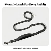 Multiple Buckles Shock-Absorbing Dog Leash Metal Hook 6-in-1 Dog Leash for Running, Close Control