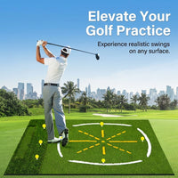 Sporting Driving Range Mat 1.17m x 1.52m, Chipping Practice Mat for Indoor & Outdoor Use, Non-Slip EVA Base Swing Practice Mat with Tee Holder