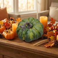 Artificial Foam Pumpkin Ribbed Pumpkin with Stem Textured Display Pumpkins Faux for Autumn, Halloween, Tabletop