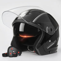 Half Helmet ABS Shell Double Visor Helmet Vehicle Safety Gear EPS Padding Anti-Fog