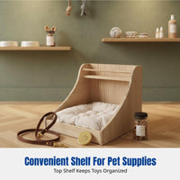 Vintage Design Wooden Pet Sofa with Headboard Shelf Long-Lasting Construction Miniature Pet Sofa Easy to Clean Pet Bed Year-Round Use for Indoors, Living Room, Bedroom, Corner