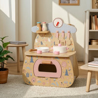Wooden Play Kitchen with Accessories Kids Tabletop Toy Cooker Young Child Wooden Play Kitchen Set for Playroom