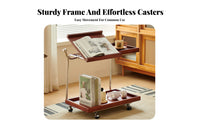 Retro Design Mobile Unit with Storage Multi-Functional Split-Top Rolling Table Space-Saving Household Furniture Lockable Wheels for Apartment Dwellers, Distant Workers, Musicians, Living Room, Small Areas, Bedroom, Home Office