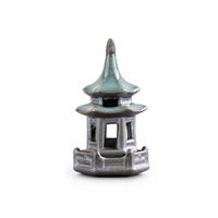 Tiered Roof Hexagonal Pavilion Ornament Miniature Hexagonal Pavilion Figurine Open-Sided Bonsai Pagoda Decor Glazed-Looking