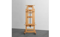 Crank Easel Sturdy Wooden Easel with Wheels Mobile for Artists
