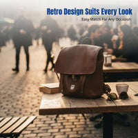 Vegetable Tanned Cowhide Delivery Backpack, Vintage Convertible Shoulder Bag, Unisex, Large Capacity, Water-Resistant