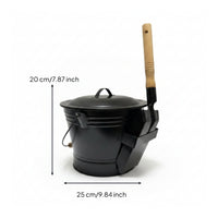 Ash Bucket with Lid and Wooden Grip Fireplace Bucket with Lid Covered for Homeowners