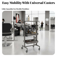 Rolling Wheels Hairstylist Tool Utility Trolley Lightweight Frame Multi-Drawer Stylist Utility Trolley Long-Lasting Construction Beauty Trolley Multiple Drawers for Hairstylists, Hair Stylists, Barbers, Salons, Barbershop, Barber Shops Parlor