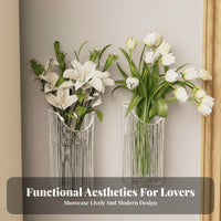 Hydroponic Friendly Clear Ribbed Plant Pocket Transparent Design Wall Planter Space Saving Hanging Vase Easy Installation for Apartment Dwellers, DIYers, Living Room, Hallway, Bedroom, Balcony