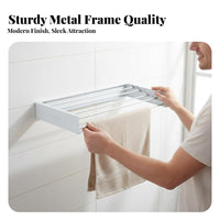 Space-Saving Wall-Mounted Drying Rack Foldable Retractable Clothes Hanger Multi-Functional Towel Holder Easy Installation for Apartment Dwellers, Homeowners, Families, Bathroom, Balcony, Cloakroom, Hallway