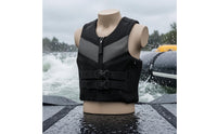 Mesh Chest Adult Buoyancy Vest Padded Body Front Zip Life Vest Structured Design Flotation Device Wide Arm Openings for Adults