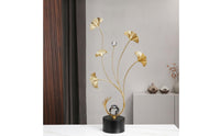 Decorative Ginkgo Leaf Sculpture with Crystal Gold Ginkgo Leaf Ornament Freestanding Tabletop Sculpture Modern for Living Room, Entryway, Console Table, Sideboard