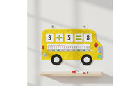 Bus Mathematical Ruler Chart Interactive Addition Subtraction Pocket Chart Hanging Design School Bus Math Toy for Teachers, Kids, Classroom