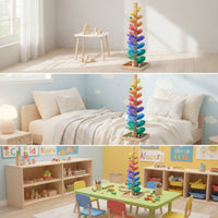 Wooden Music Tree with Beads Sensory Marble Run Colorful for Classroom, Toddlers