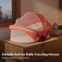 Anti-Pressure Design Foldable Bassinet with Net Portable Foldable Travel Bassinet Lightweight Infant Sleeper Easy Setup for Newborns, Infants, Travelers, Bedside, Home Use, Bedroom, Outdoors