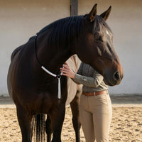 Handwoven Adjustable Horse Neck Rope Black and White Woven Horse Neck Rope Tassel Cord Equestrian Gear for Training, Horseback Riding