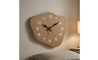 Irregular Rounded Face Wood-Grain Wall Clock Raised Numerals Wood Grain Wall Clock