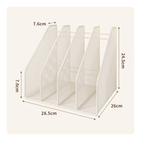 File Sorter with Four Compartments Compact Desk Organizer with 4 Compartments Freestanding Desktop Storage Rack for Office