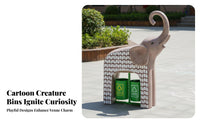 Elephant Trash Can Sculpture Sturdy Fiberglass Construction Giraffe Waste Bin Statue Weather Resistant Cartoon Animal Trash Receptacle for Children