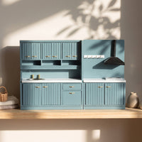 2 Pieces Dollhouse Kitchen Set with Sink Modular for Collectors, Hobbyists