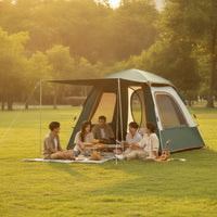 Easy Setup Outdoor Tent with Awning Rainproof Tent with Mesh Openings Waterproof Shelter Portable for Campers, Families, Camping, Picnics, Backyard