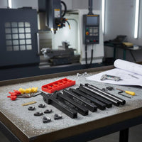 7 Pieces Black Coated Turning Tool Holder Set Wear Resistant Indexable Turning Tool High Hardness Carbide Insert Holder Long-Lasting for Machinists, Professionals, Workshop