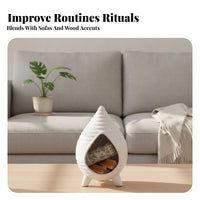 Teardrop Scent Dish Three-Legged Base Ribbed Scent Holder Ceramic for Smudging