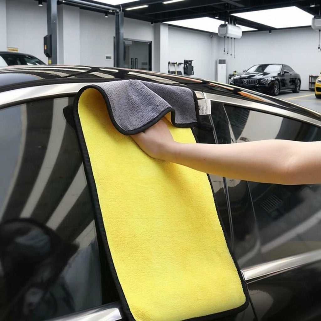 Thickened Car Drying Towel and Double Sided Car Microfibre Cloth, Coral Fleece for Automotive Detailing, Bound Edges with Hanging Loop, 1-Pack