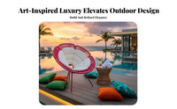 Designer Design Round Woven Daybed Weather-Resistant Outdoor Daybed with Canopy Waterproof Circular Patio Lounger Protection for Hotel Owners, Homeowners, Poolside, Garden, Courtyard, Balcony