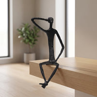 Human Figure Sculpture Slender Cast Iron Figurine Industrial Ornament for Interior Designers, Living Room