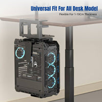 PC Case Hanging Rack, No-Drill Desk Mount, Adjustable Clamp Desktop Organizer