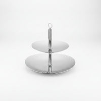 2 Tier Serving Stand Stainless Steel Oval Fruit Basket Sturdy Tableware for Dining Table, Kitchen Counter, Parties