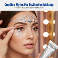 Geometric Sparkle Gel Face Sticker, Brow Crystal, Event Makeup Decoration, Shiny Crystal, Random Pattern