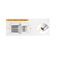 15 Pieces   37 Degree Flared Straight Fitting Stainless Steel Male Thread Adapter Leak Resistant Straight Union Connector