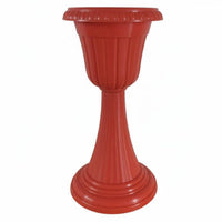 Indoor & Outdoor Use Pedestal Flower Pot Lightweight Goblet Shaped Flower Pot Easy to Clean Plastic Urn Planter Odorless Material for Balcony, Patio