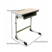 Sturdy Steel Frame Adjustable Student Desk and Chair Set Rounded Edges Adjustable Student Desk and Chair Anti-Slip Feet for Students
