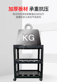 汽车美容工具车修理厂洗车贴膜店多功能平推车清洁移动置物手推车 三层加厚款工具车+2个热风枪挂钩