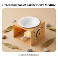 Bamboo Essential Oil Burner Relaxing Aroma Fragrance Lamp Decorative Hollow-out Furnace for Meditation Lovers, Living Room, Office