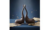 Distressed Finish Sea Mammal-Shaped Bookends Antique Style Sea Mammal Bookends Dark Brown Book Support Matching Pair
