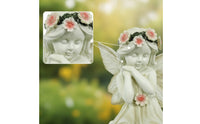 Solar Garden Angel Statue Lighted Garden Angel with Solar Panel Statue with LEDs Weather Resistant Hand-Painted for Flower Bed