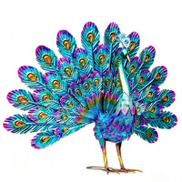 Metal Peacock Statue Multicolor Peacock Statue Standing for Patio