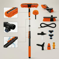 Telescopic Water Fed Pole Brush Adjustable-Angle Solar Panel Cleaning Brush Extendable Water Fed Pole for Professional Cleaners, Homeowners, Glass Facades, Car Washing