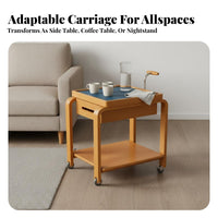Wheeled End Table with Storage Retro Design Multi-Tier Rolling Shelf Space-Saving Household Furniture for Office Workers, Living Room, Bedroom