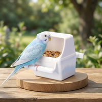 Bird Feeder Food Cup and Water Cup Bird Food Dispenser with Lid, Inner Hanging Bowl Hook for Parrot Feeder, Cockatiel and Budgie Cage Accessory