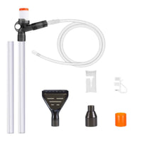 Interchangeable Attachments Manual Aquarium Water Changer Clear Tube Aquarium Siphon Hose Kit Scraper Head Plastic Aquarium Cleaning Set Orange Accent Rings
