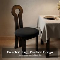 Wabi-Sabi Inspired French Vintage Dining Chair Unique Backrest Design French Design Wooden Chair High-Density Padded Seat Household Furniture for Interior Designers, Restaurant Owners, Homeowners, Cafe, Living Room, Study, Bedroom