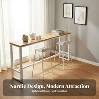 Solid Wood Bar Table Set Space-Saving Narrow Wall Bar Table Sturdy Construction Counter Height Dining Set for Homeowners, Couples, Restaurant, Kitchen