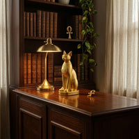 Upright Seated Egyptian Cat Desk Decor Carved Details Resin Cat Figurine Tabletop Desk Decoration Small for Desktop, Entryway