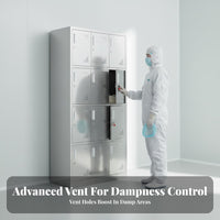 Rustproof Stainless Steel Locker Rust Resistant Employee Changing Cabinet Dust-Clear Sloped Top Multi-Door Employee Locker Heavy Duty for Factory Workers, Employees, Cleanroom, Workshop, Warehouse, Breakroom