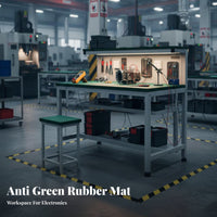Integrated Light Anti-Static Workbench Thickened Tabletop ESD Safe Desk Heavy Duty Electronics Repair Table Long-Lasting Steel Frame for Technicians, Engineers, Factory Workers, Workshop Oratory
